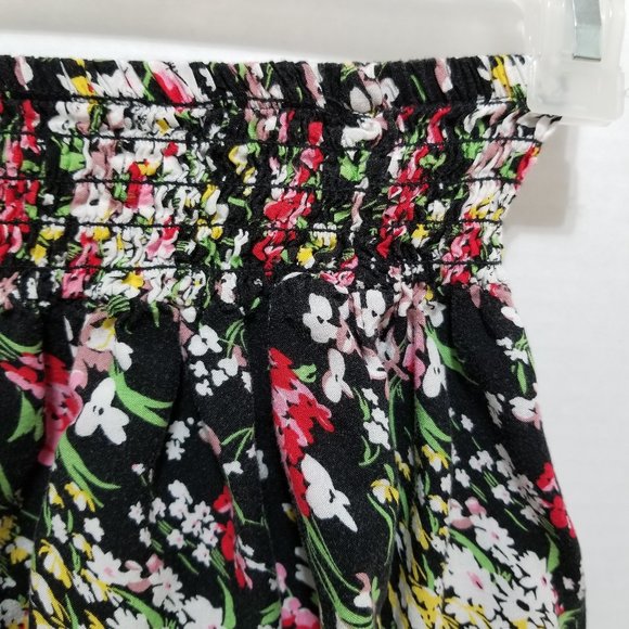 Luna Tix skirt Medium floral print smocked elastic pull on waist mini stretch - Picture 4 of 10